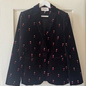 FRAME Velvet blazer with embroidered hearts